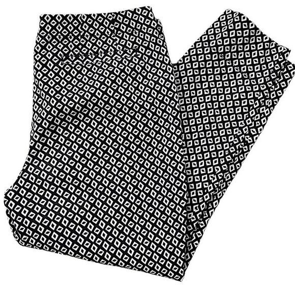 Cabi Black White Geometric Print Ankle Pants Size 8 - Picture 1 of 10